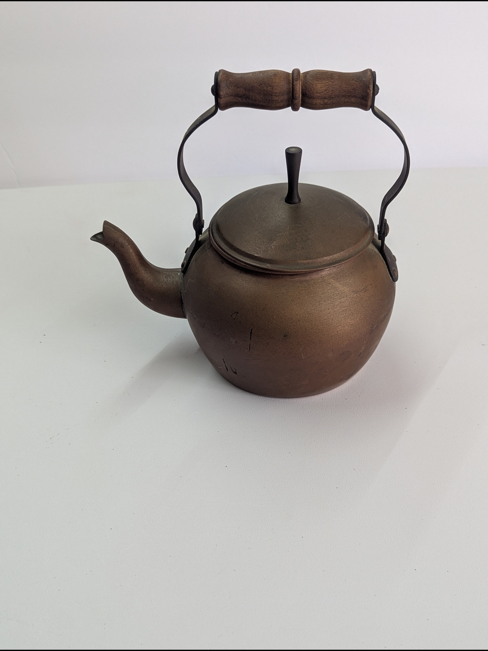 Vintage Copper Tea Kettle Made in Portugal Rustic Farmhouse Cottagecore Decor Wo